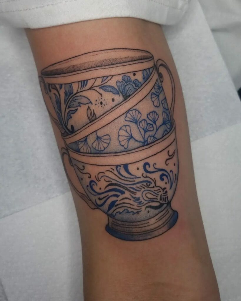 Stacked Tea Cups Tattoo
