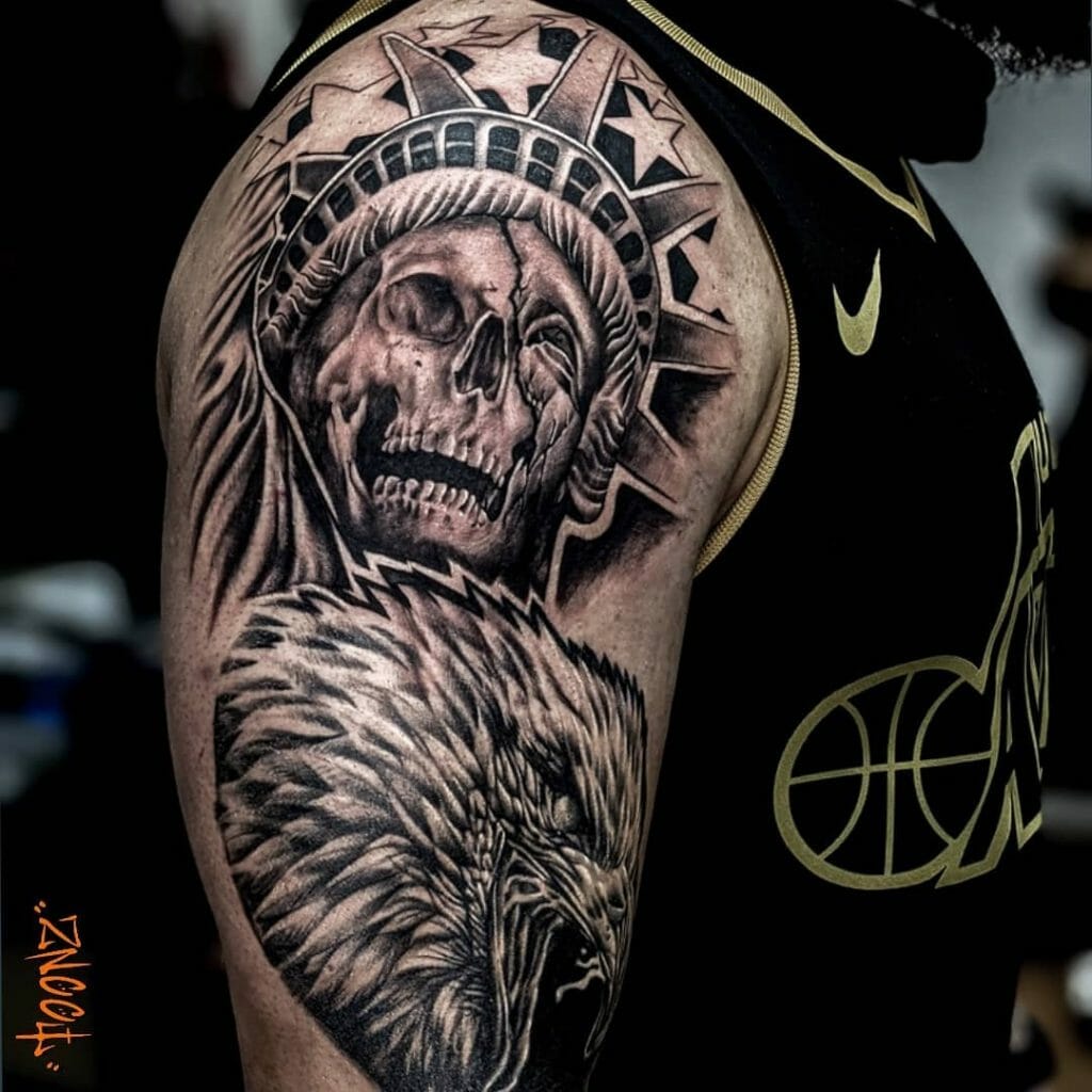 Statue Of Liberty Skull Eagle Tattoo