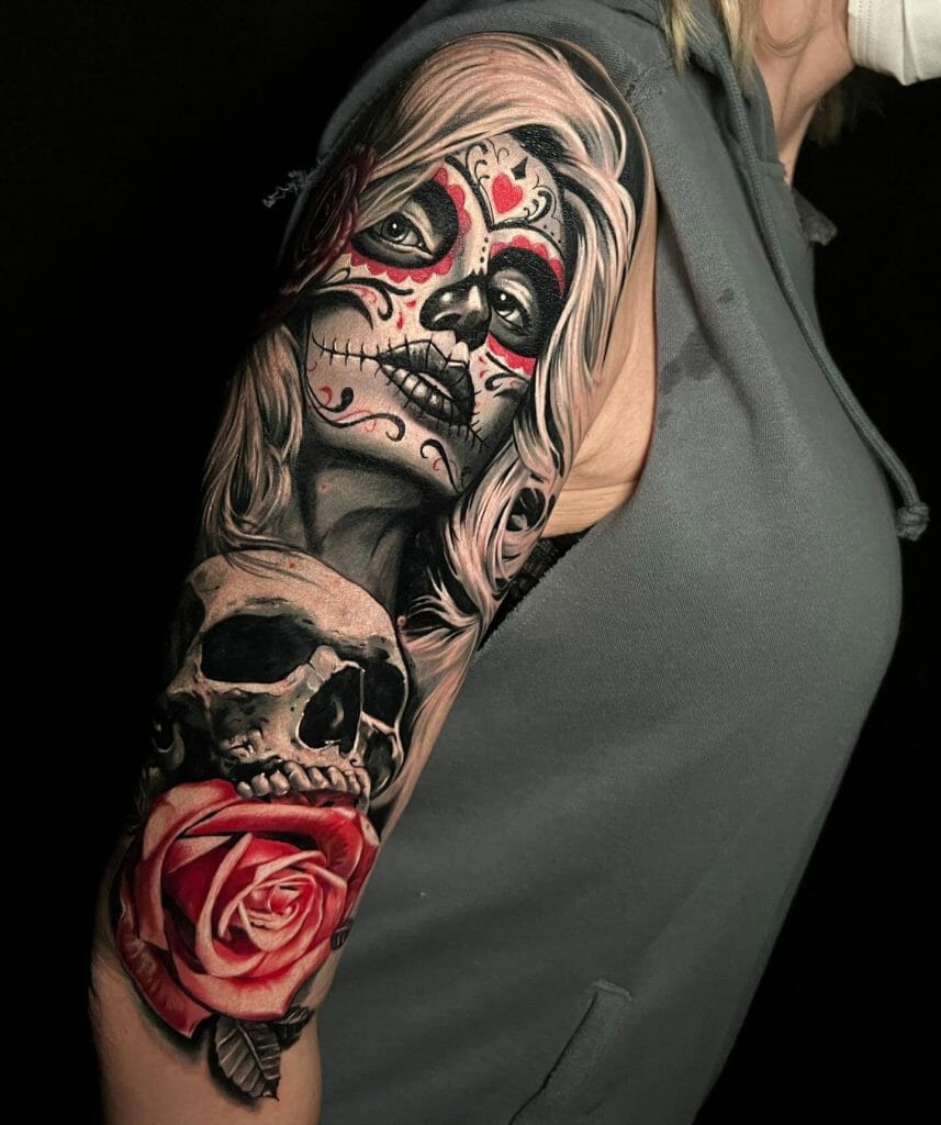 Sugar Skull Flower Tattoos