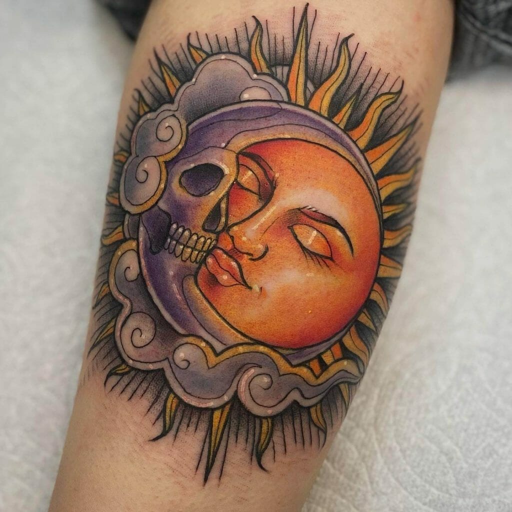 Sun And Moon Arm Tattoo
