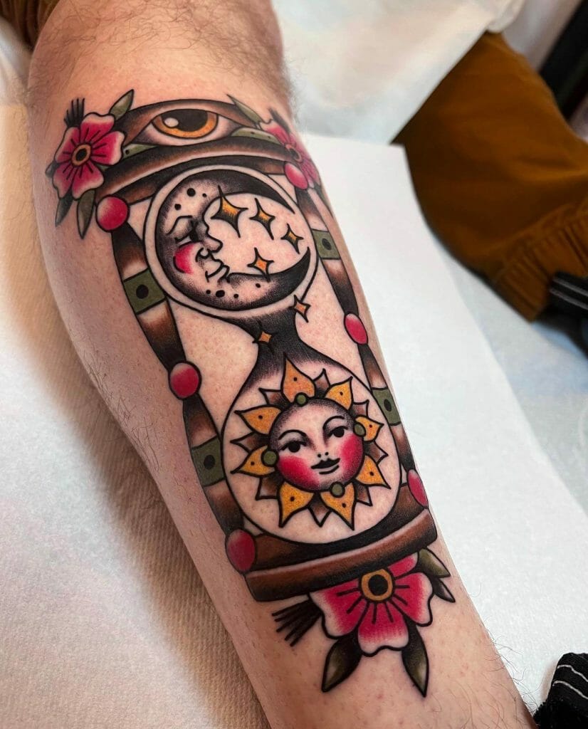 Sun And Moon Tattoo Inside An Hourglass ideas