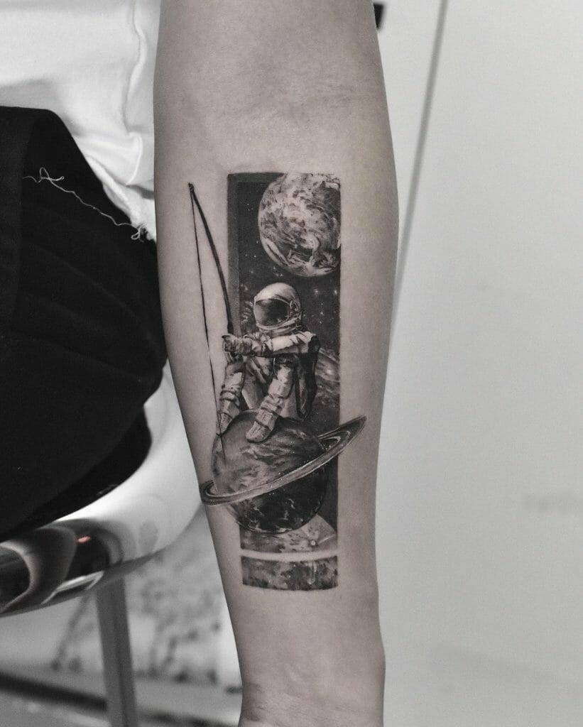 Super Cool Space Forearm Tattoo Designs For Guys