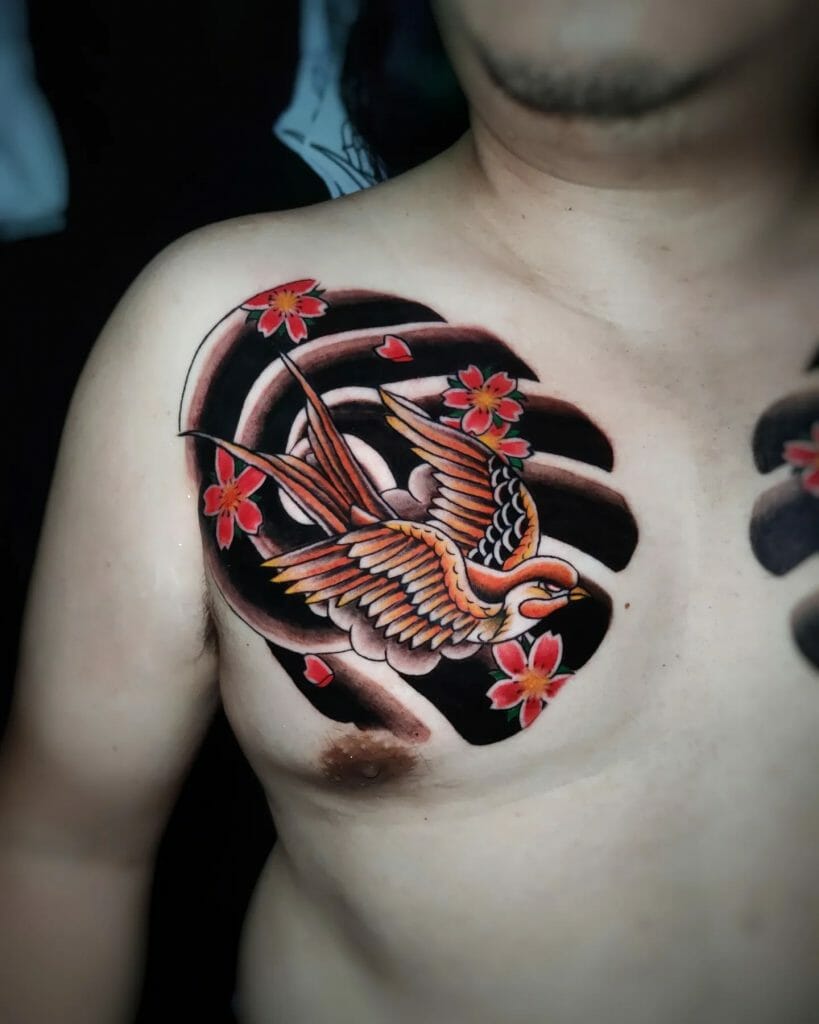 Swallow Tattoo In Japanese Style