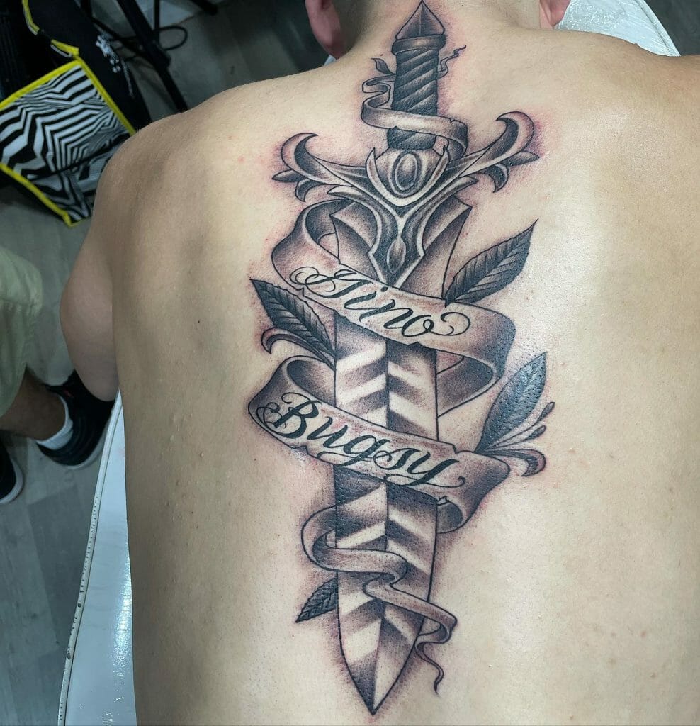 Sword Tattoo With Alphabets Or Name