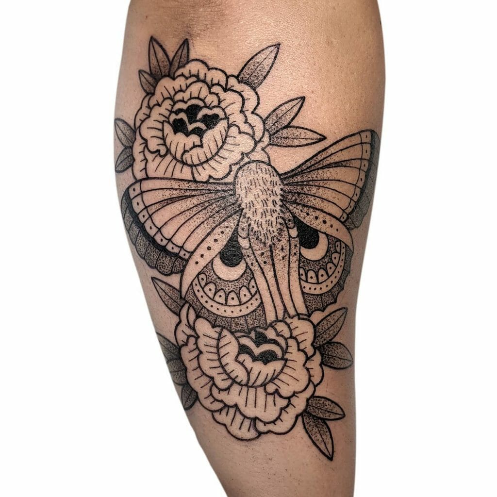 The Moth Within The Flowers Tattoo