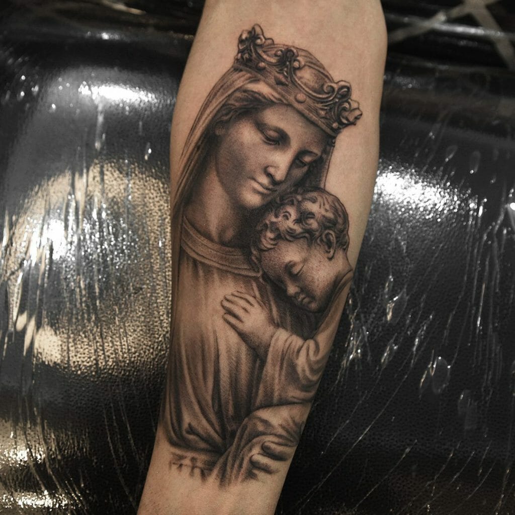 The Virgin Mary With Her Child Tattoo