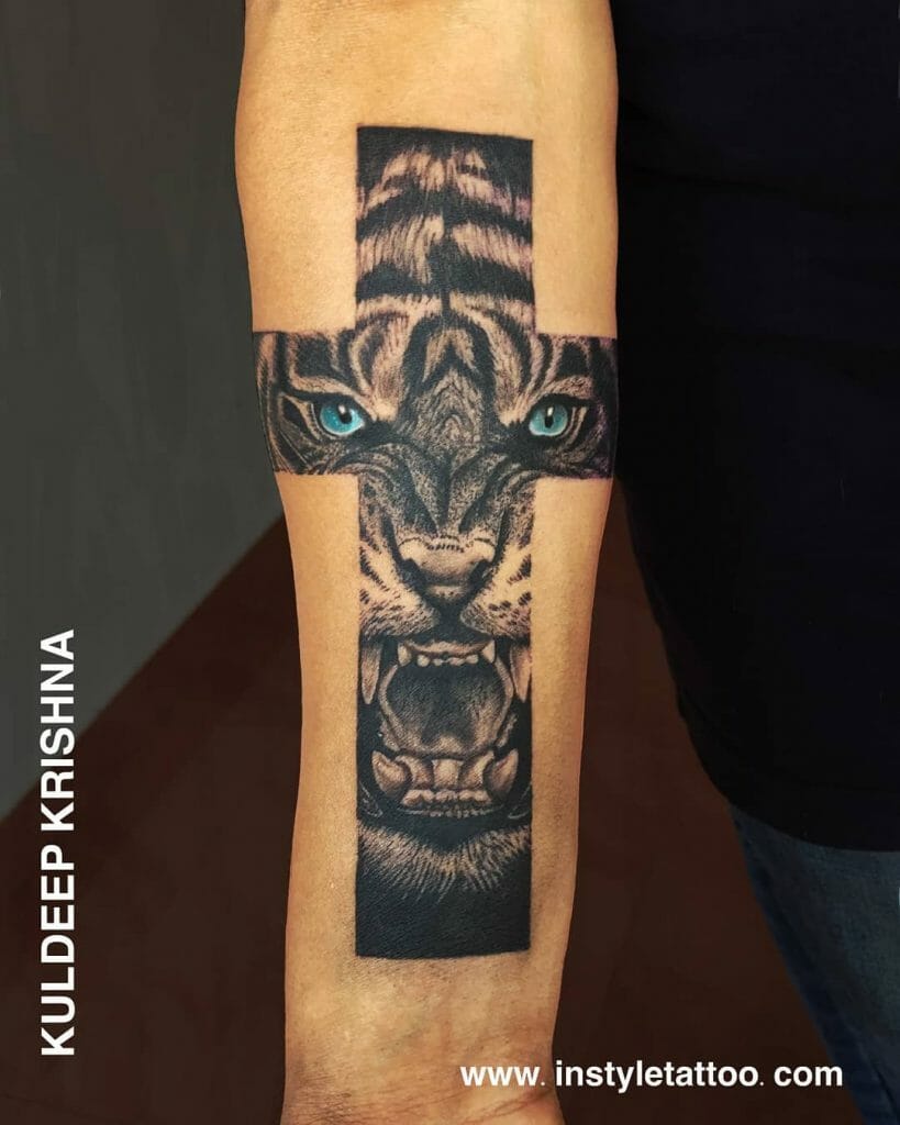 Tiger Cross Tattoo