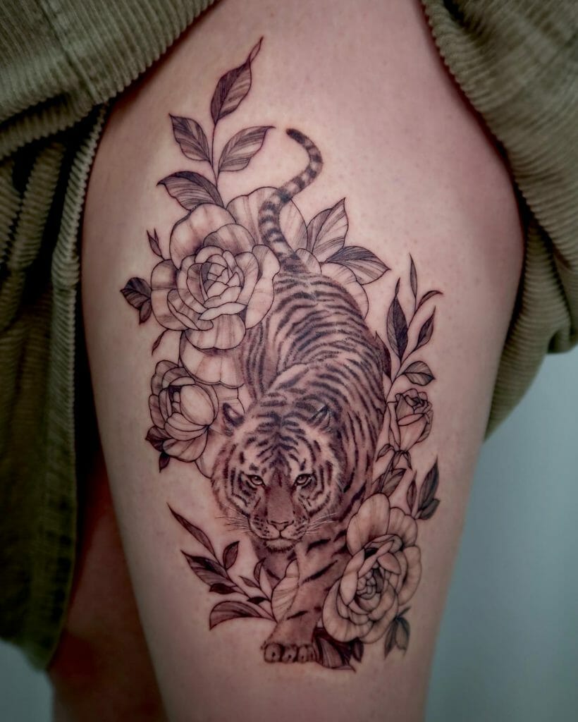 Tiger Flower Tattoo Ideas