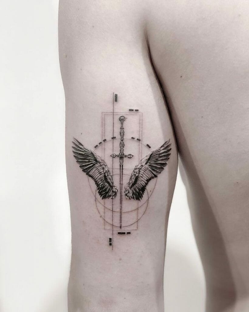 Tiny Angel Wings and Cross Tattoo ideas