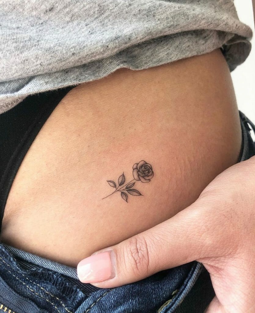 Tiny Flowers Hip Tattoo