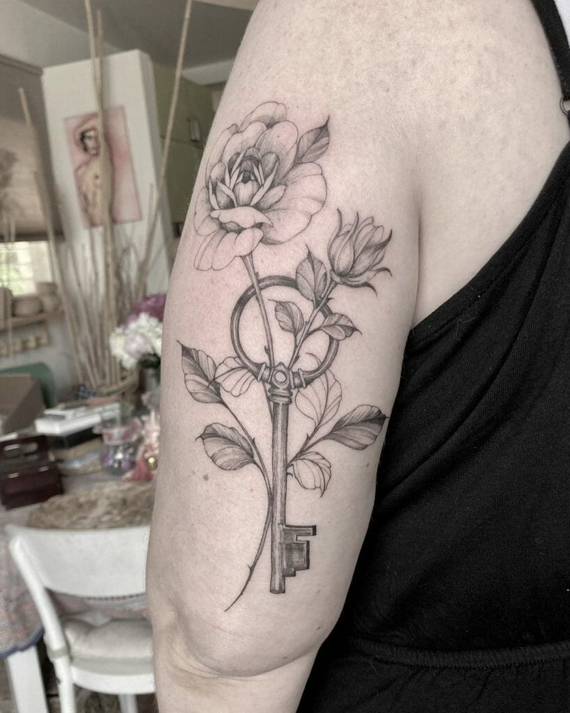 Traditional Flower Key Tattoo