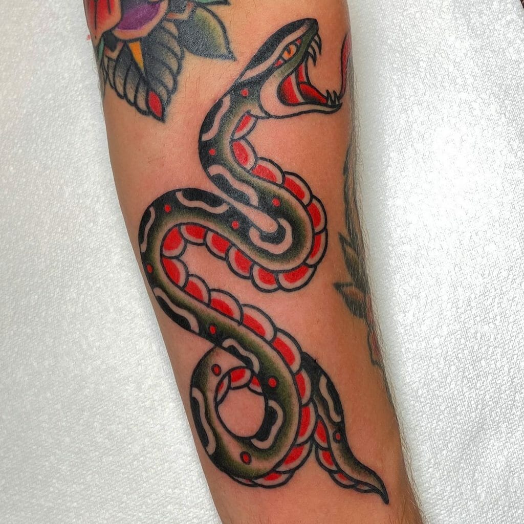 Traditional Stylish Snake Tattoo