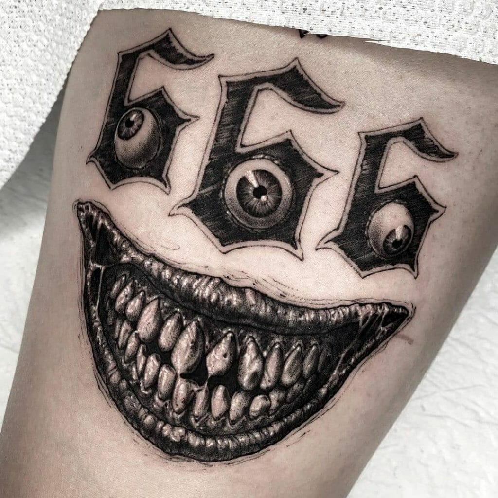 Triple Six Demon Face Dark Art Tattoo
