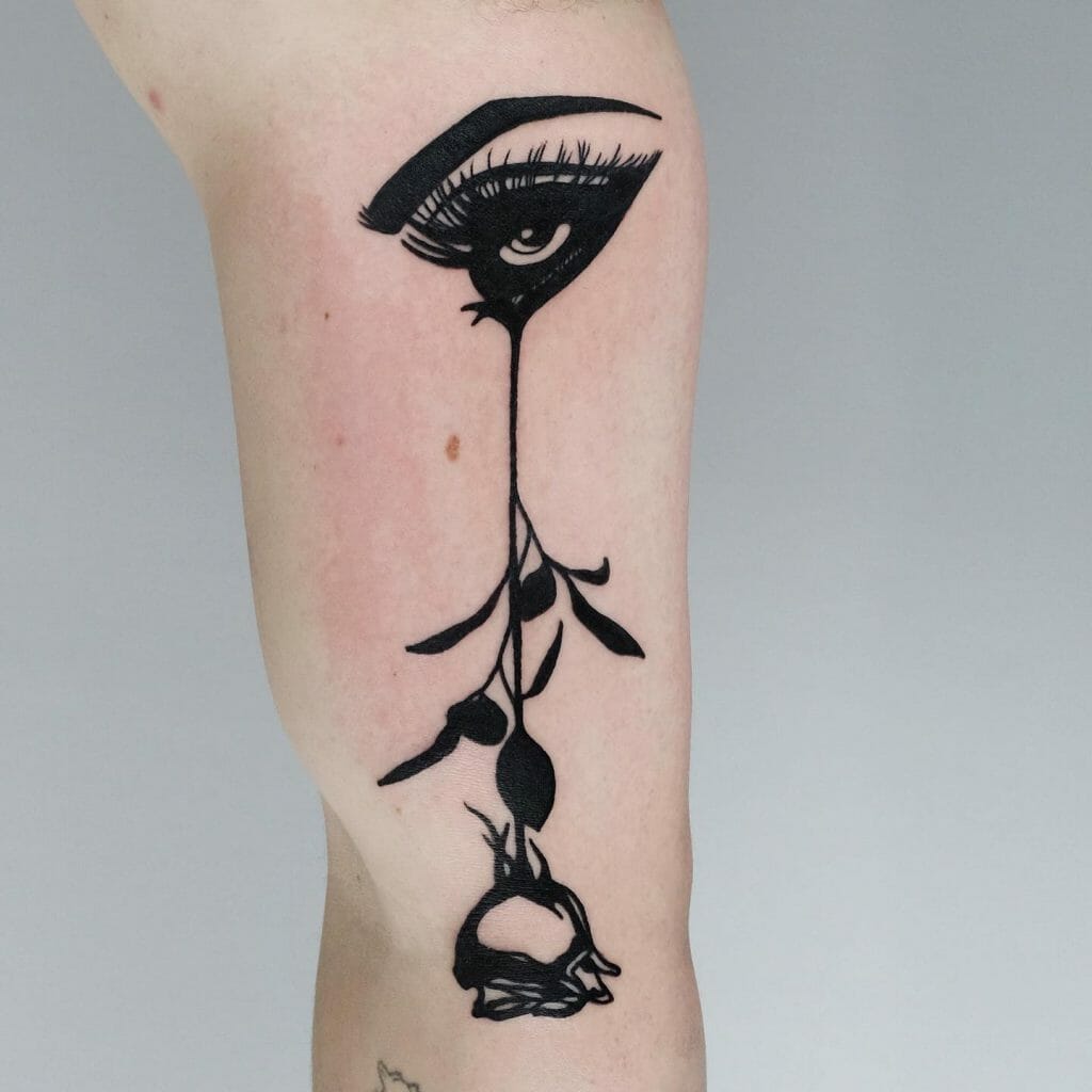 Upside Down Dramatic Rose Tattoo