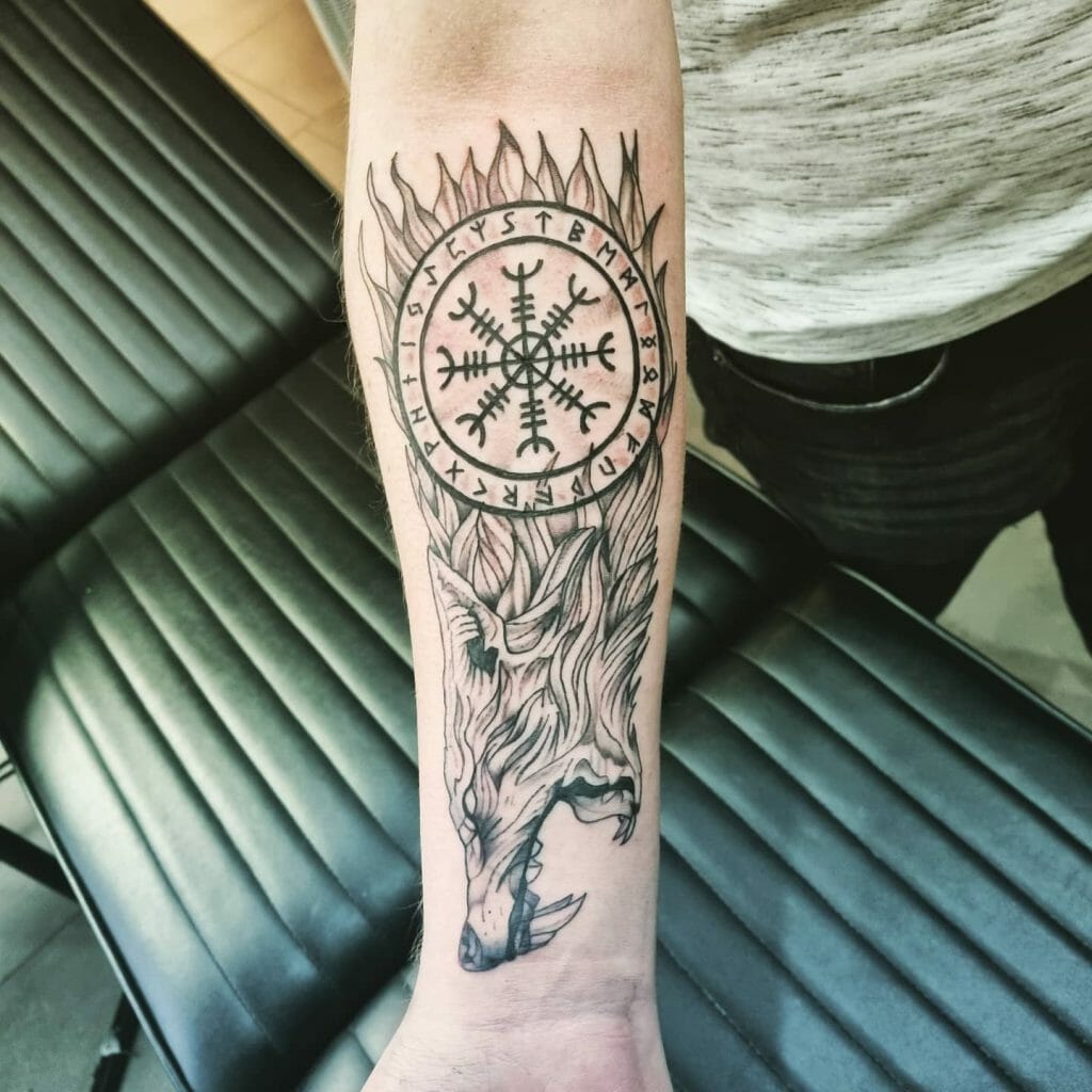 Viking Compass Fenrir Tattoo