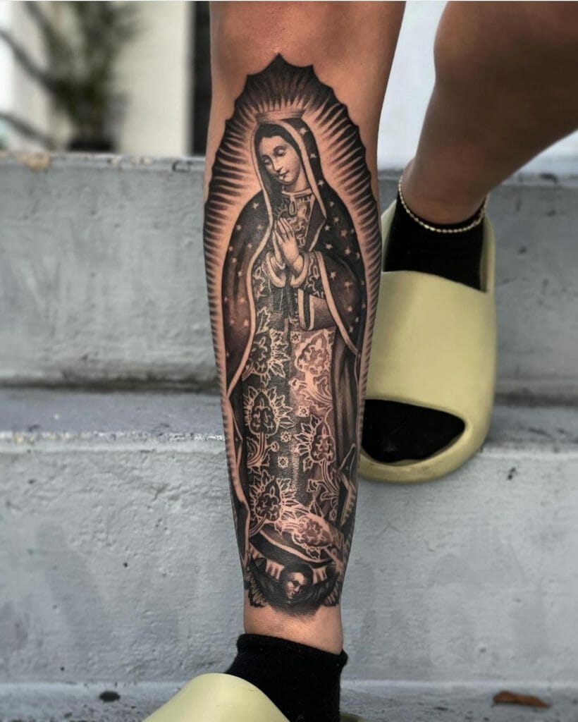 Virgen de Guadalupe Tattoo With The Golden Crown