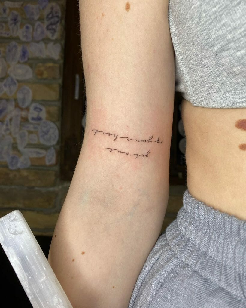 Women Arm Quote Tattoo
