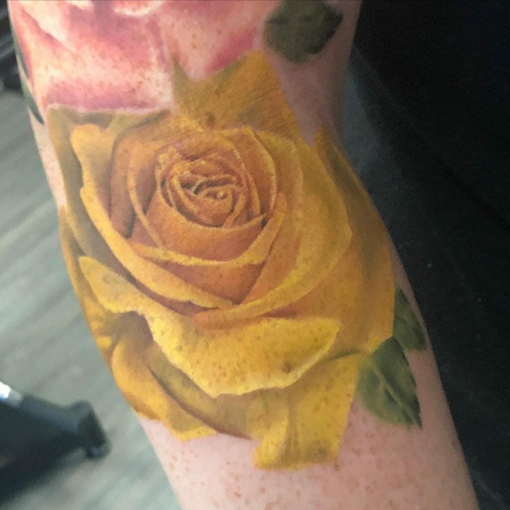 Yellow Rose Sleeve Tattoo