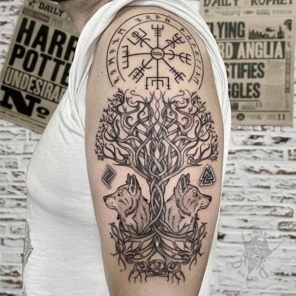 Yggdrasil Wolf Tattoo