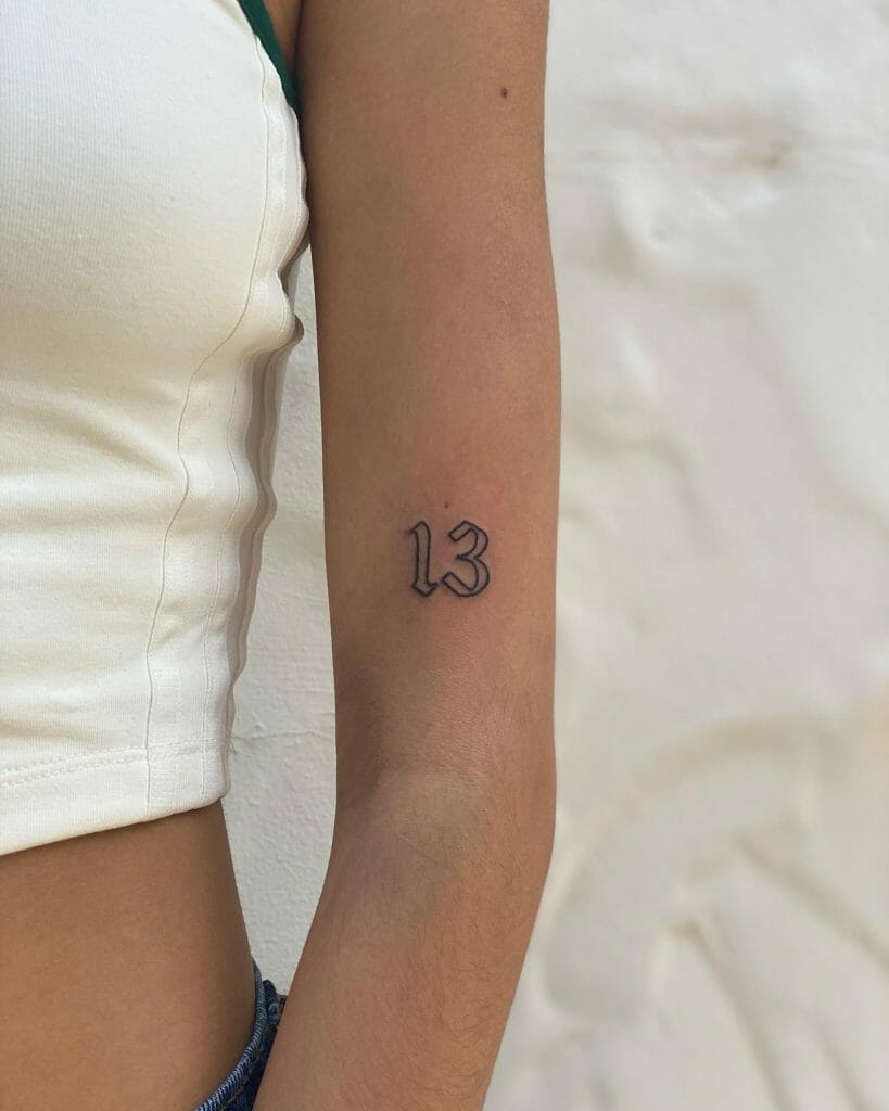 13 Lucky Number Unique Forearm Tattoo Design
