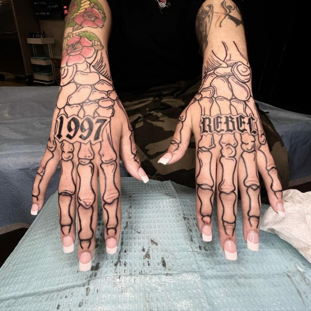 1997 Rebel Hand Skeleton Tattoos