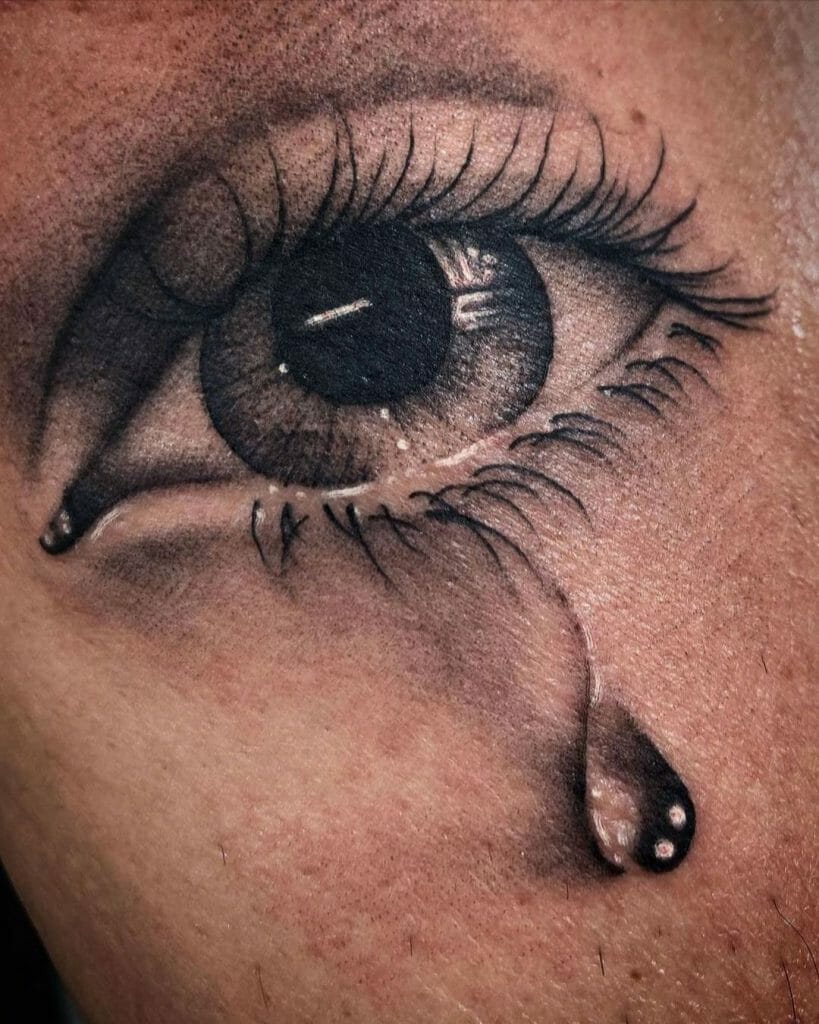 3D Realistic Tear Drop Eye Tattoo Design