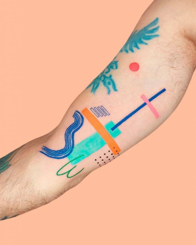 Abstract Colorful Geometric Tattoo