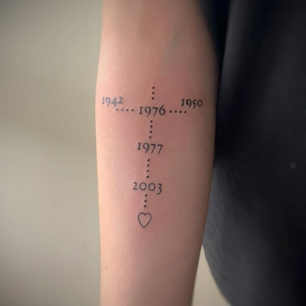 Adorable Family Chart Tattoo Design With Birthdates