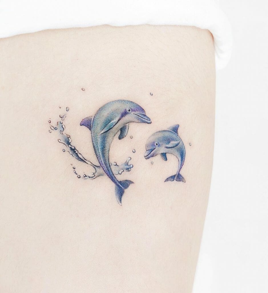 Aesthetic And Colorful Dolphin Tattoo Designs