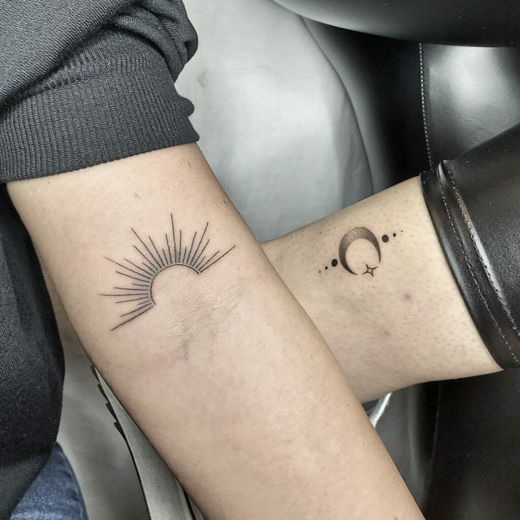 Aesthetic Sun And Moon Matching Tattoo