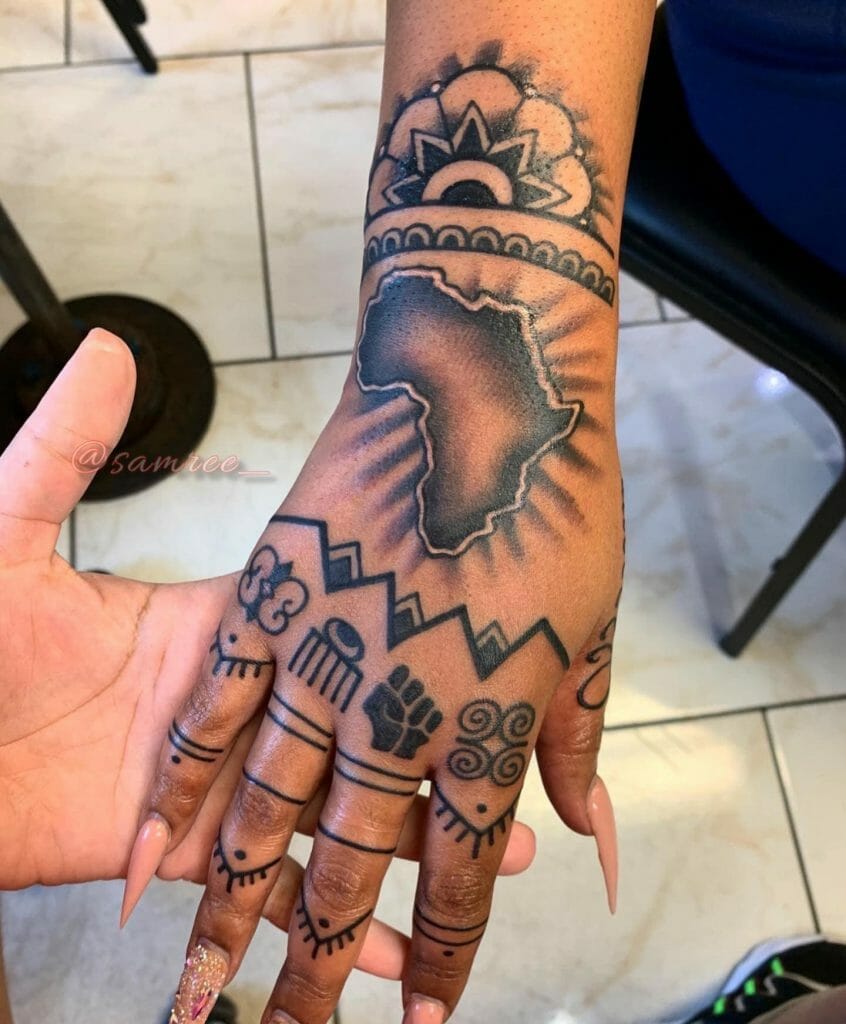 African Tribal Hand Tattoo For Girls