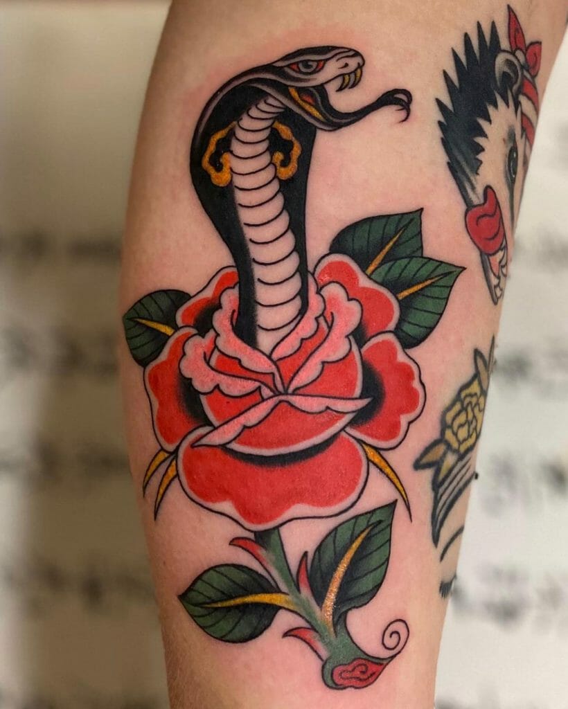 Alluring Snake And Rose Tattoo ideas