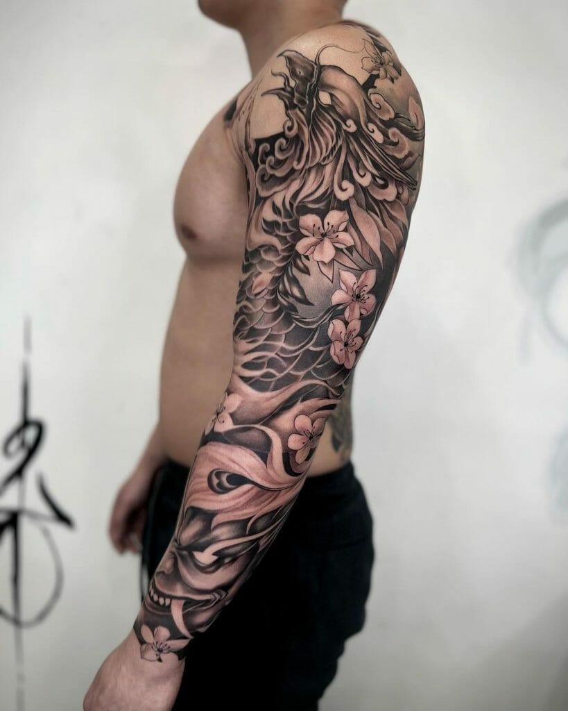 Amazing Black Ink Phoenix Arm Tattoo Ideas