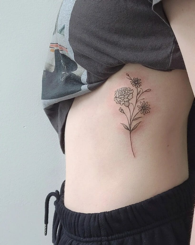 Amazing Floral Bouquet Tattoo Designs With Aster Flower