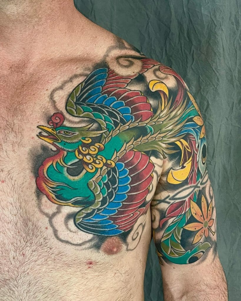 Amazing Phoenix Chest Tattoo Ideas for Men