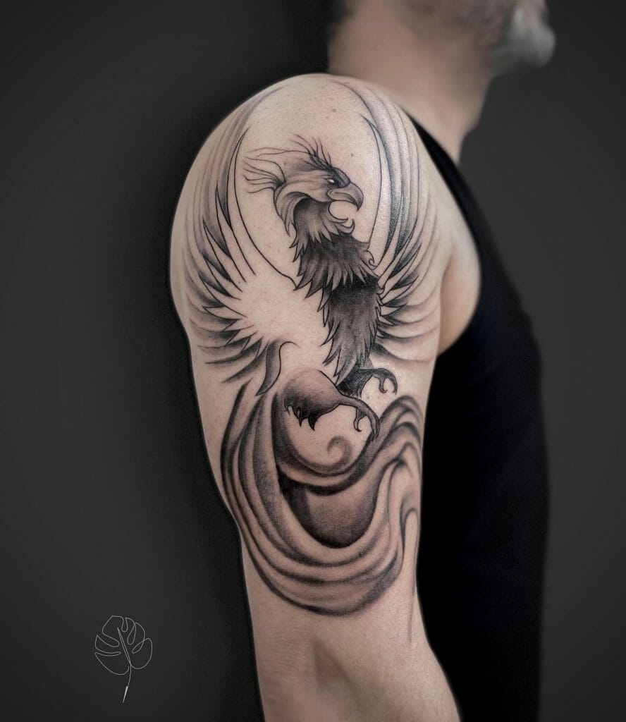 Amazing Upper Arm Phoenix Tattoos for Men