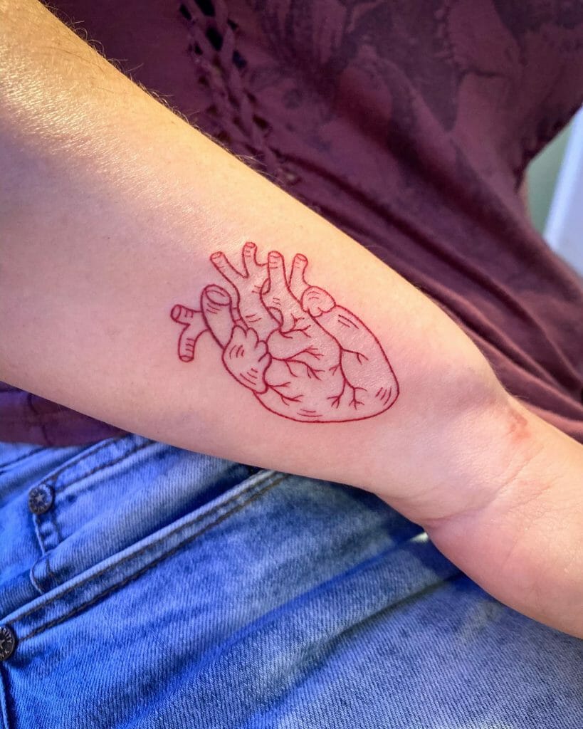 Anatomical Red Heart Tattoo