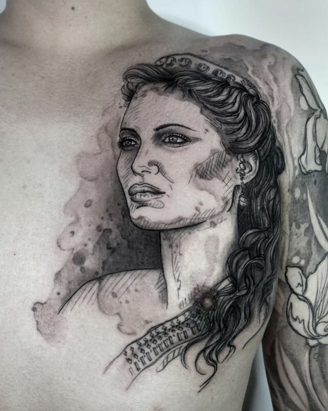 Angelia Jolie Portrait Tattoo