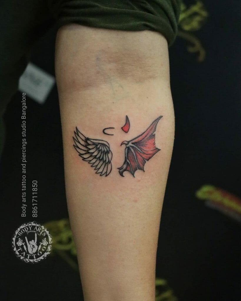 Angel's Wing And Devil's Wing Tattoo