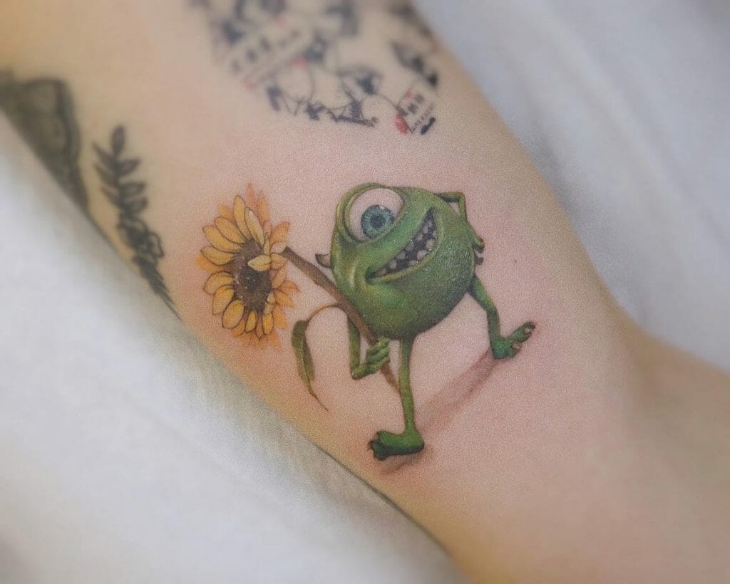 Animated Character And Sunflower Tattoo Ideas