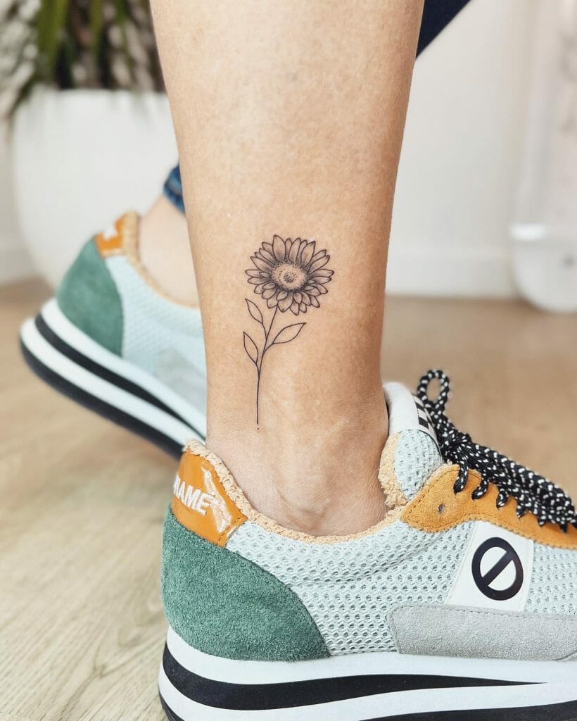 Ankle Sunflower Tattoo Ideas