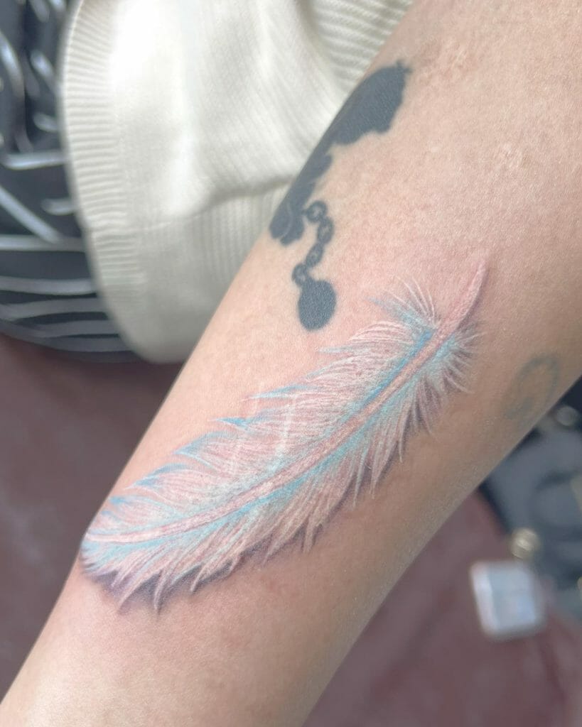 Artistic White Feather Tattoo