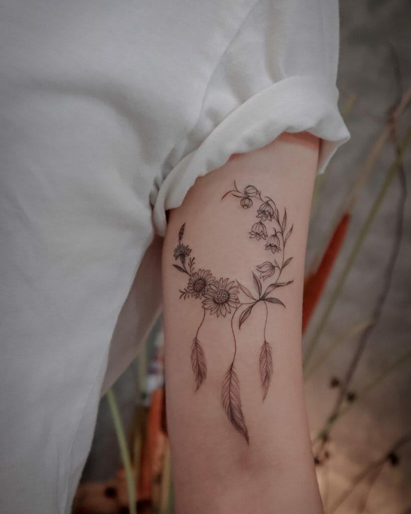 Aster Flower Tattoos Done In Fine Line Style
