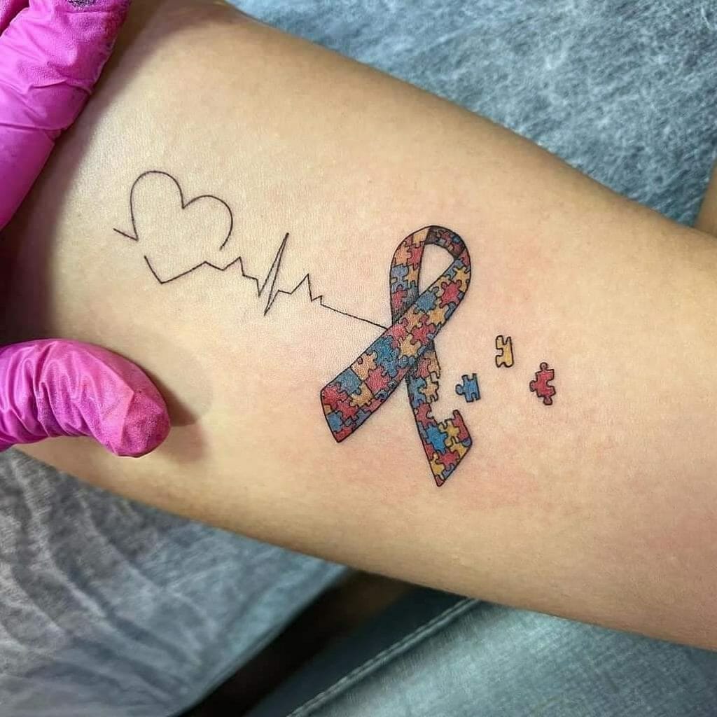 Autism Ribbon Tattoo Design For Autistic People