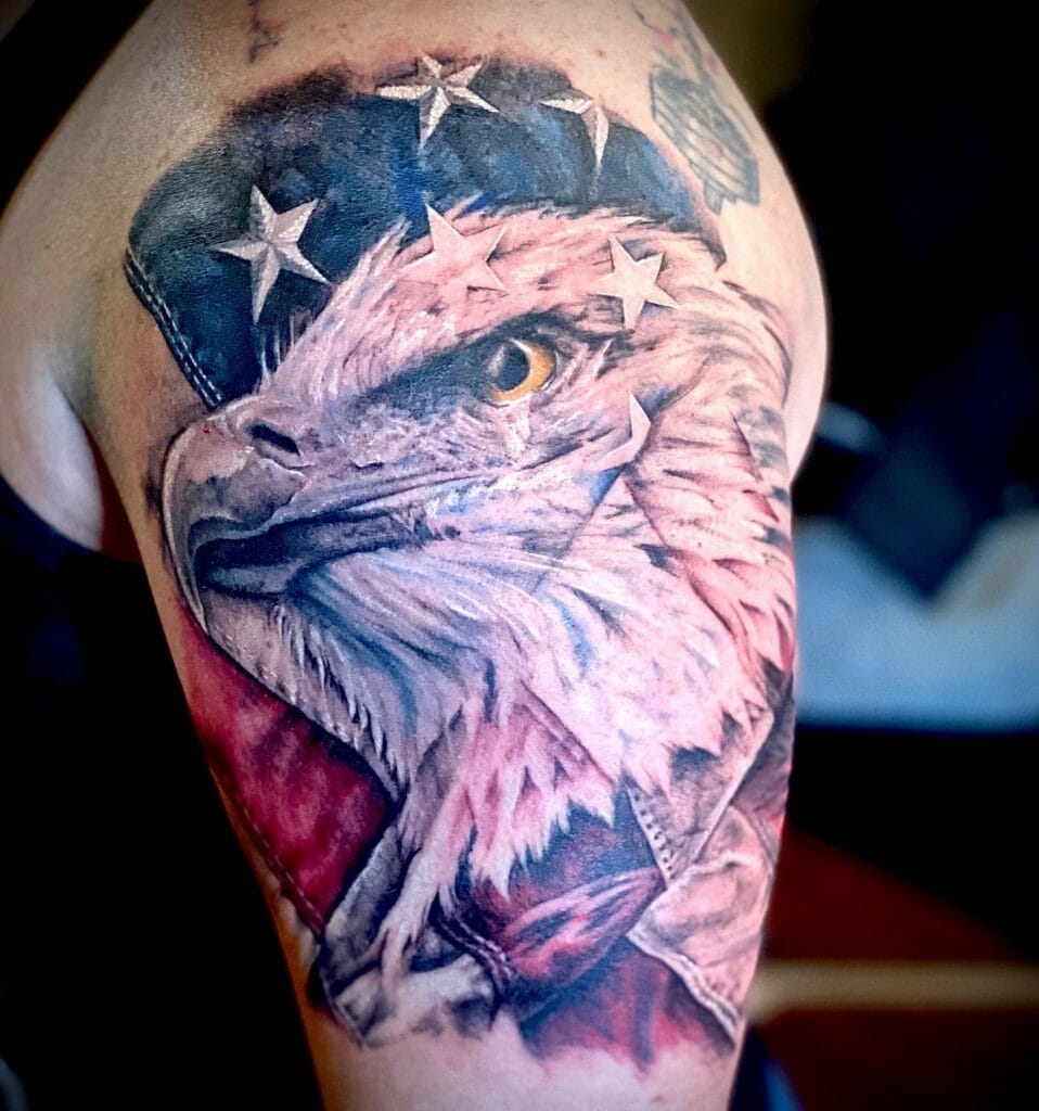Awesome Flag And Eagle Tattoo Designs To Express Freedom ideas