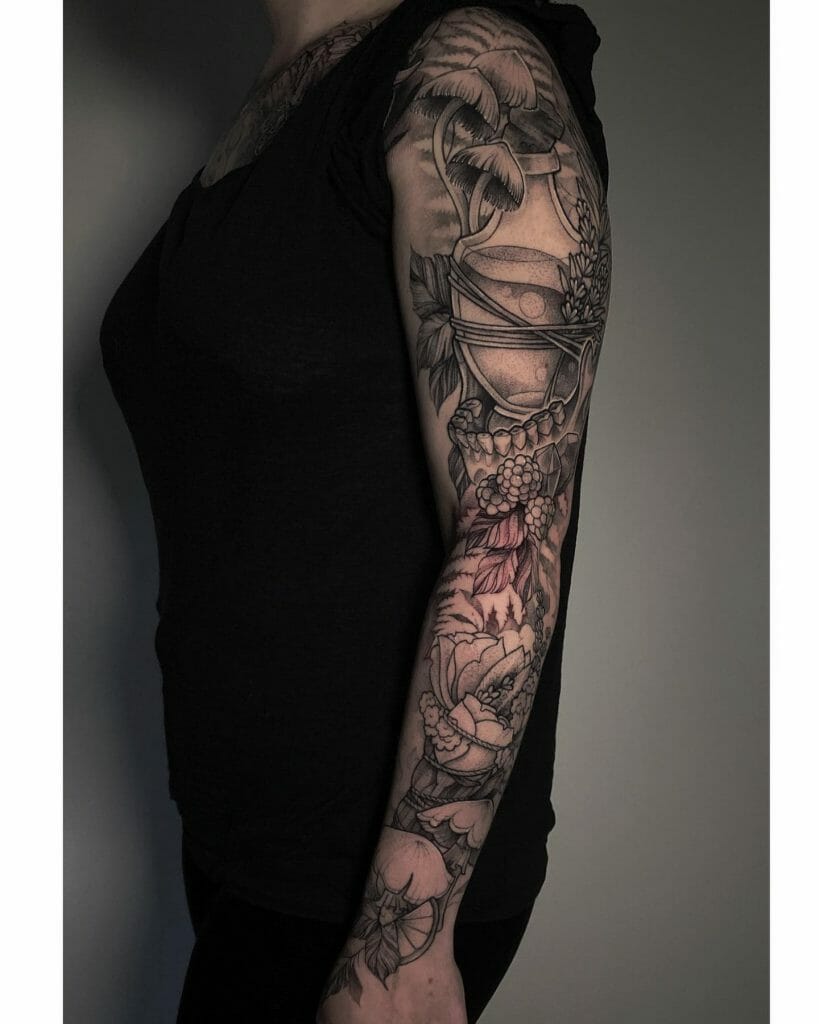 Awesome Full Sleeve Tattoo Design Using Neotraditional Style