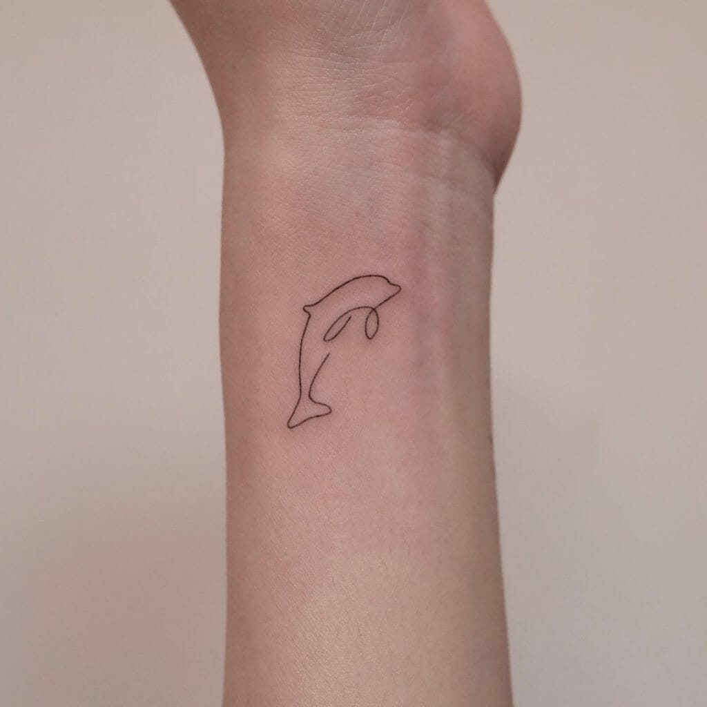 Awesome Idea For Outline Simple Dolphin Tattoo