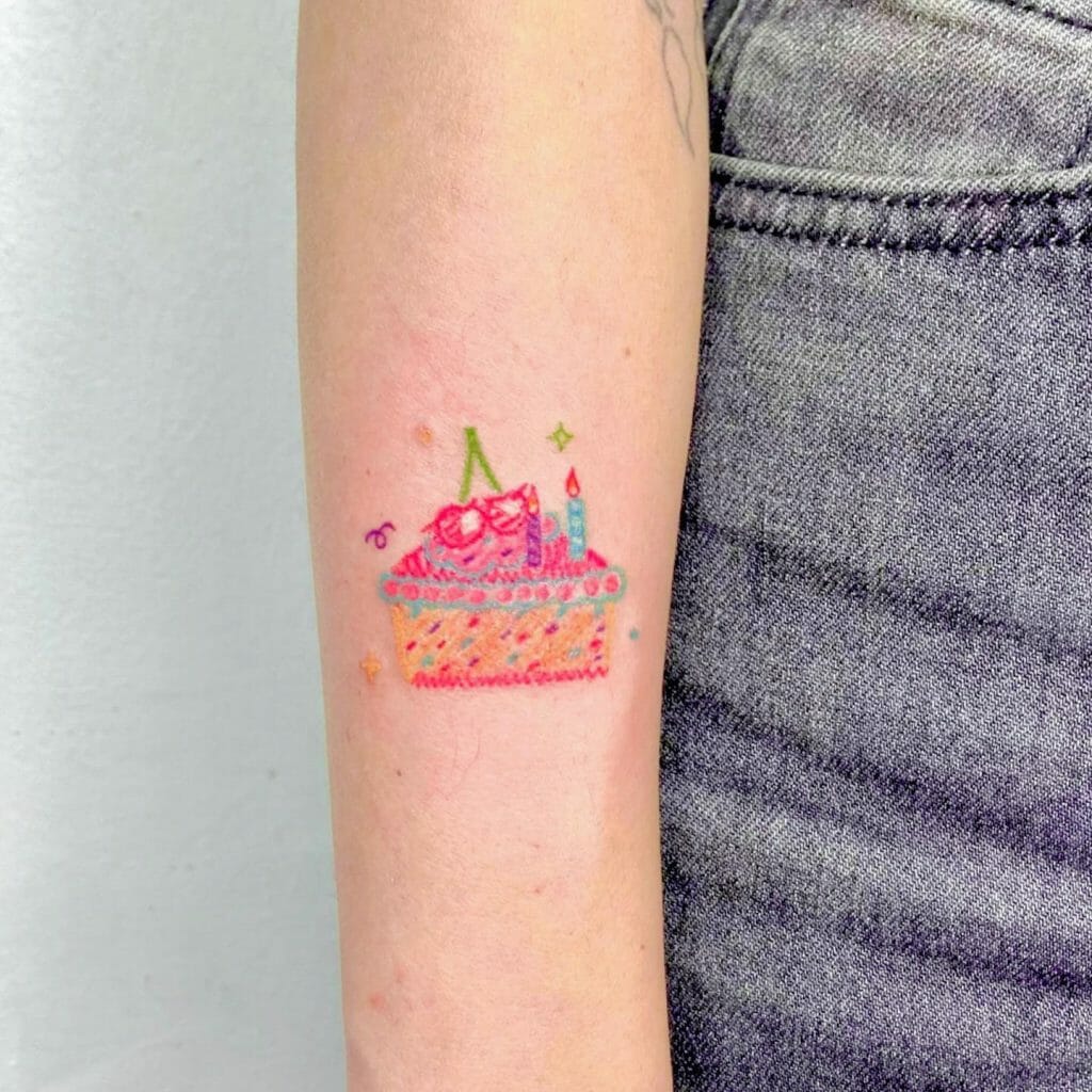 Awesome Tattoo Designs With A Birthday Cake