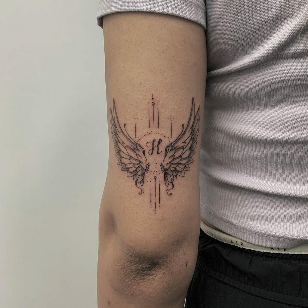 Beautiful Angel Wings Memorial Tattoo Designs