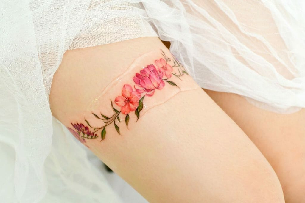 Best Flower Thigh Tattoo